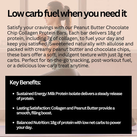 Peanut Butter Chocolate Chip - Collagen Protein Bars (12 x 62g Bars)